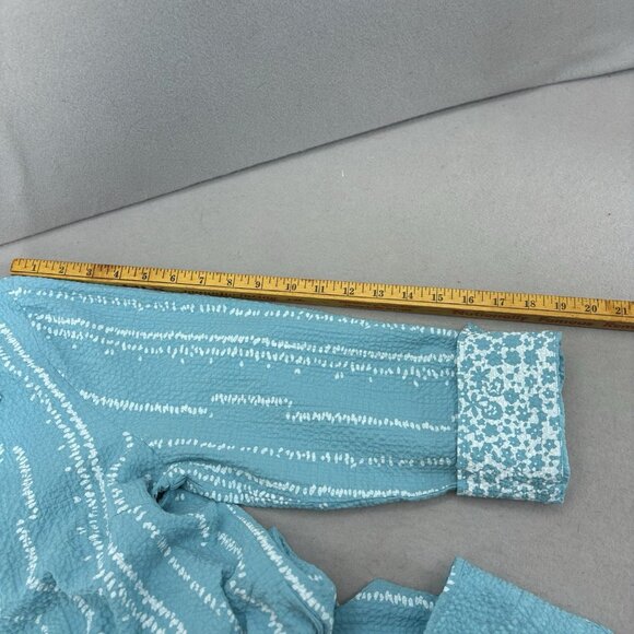 Habitat‎ Coralie Crinkle Turquoise Shirt Dress SZ Large Casual, Coastal, Beach - Picture 16 of 16